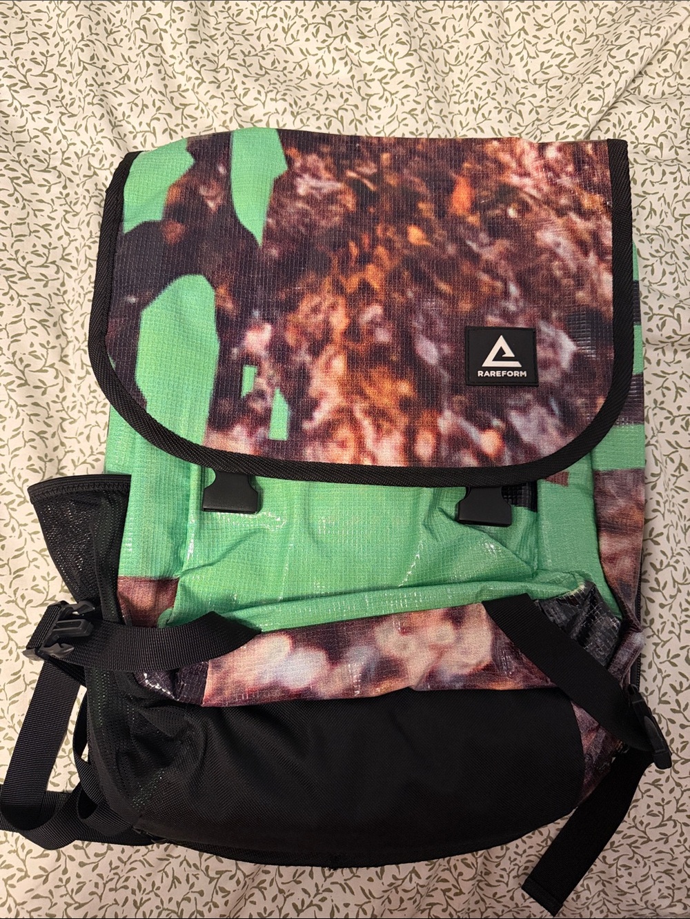 Rareform Backpack - Green Patterned Flap-Top